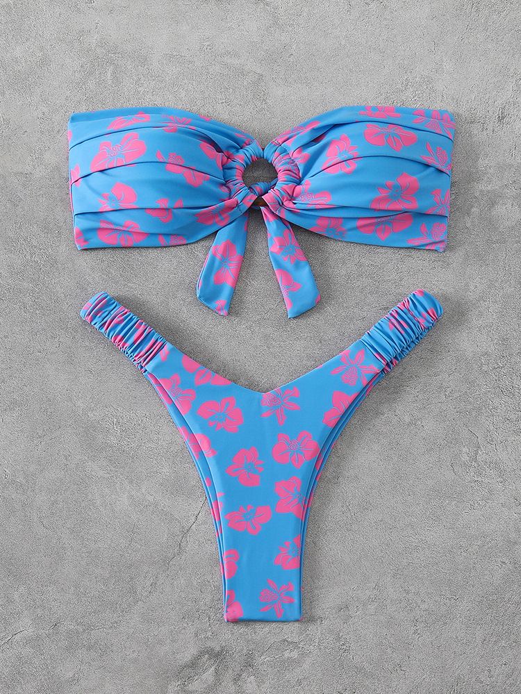 Îmbrăcăminte pentru femei Costume de baie pentru femei, stil nou, cu top tubular, pliat cu inel, drăguț, fără spate, bikini, vară, plajă_voghion.com