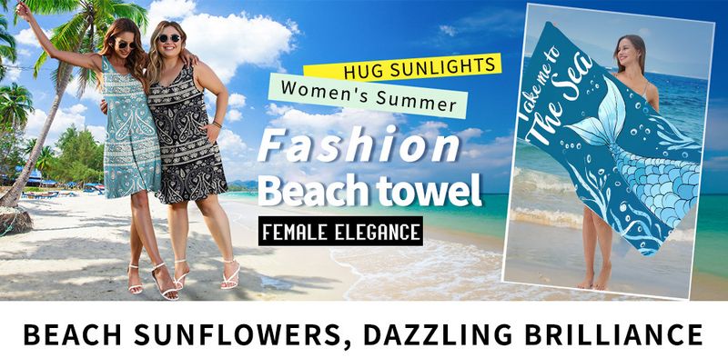 Take Me To The Beach Mermaid Beach Towel Printed Towel Beach Absorbent Beach Towel_voghion.com