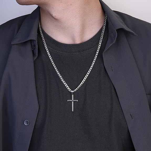 Nuova collana con ciondolo a croce in acciaio inossidabile Hip-Hop per uomo, semplice e classica, gioiello di personalità_voghion.com