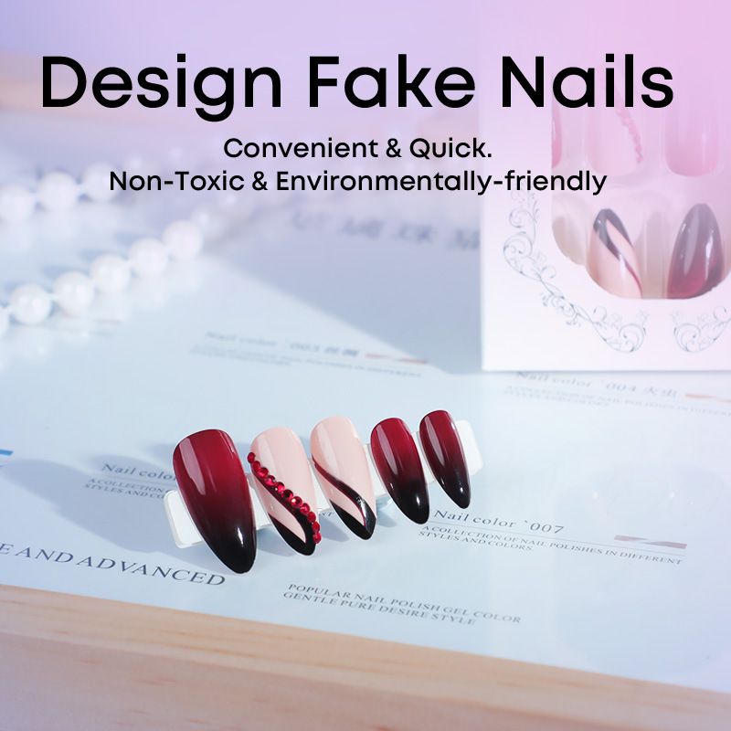 Nouveaux ongles en amande à porter avec dégradé de couleurs, nail art haut de gamme, faux ongles de luxe, produits finis détachables_voghion.com