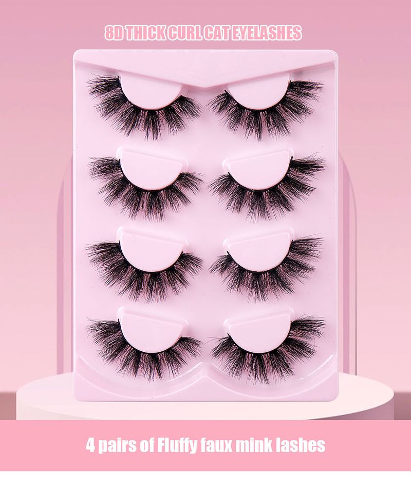 False Eyelashes High Mink Hair 4 Pairs Of Fried Messy Eyelashes False Eyelashes Multi Layer Thick Curled Eyelashes_voghion.com