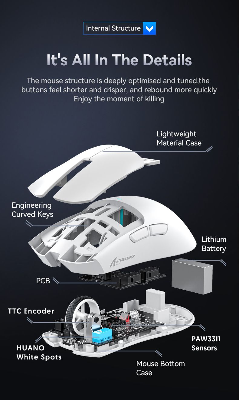 ATTACK SHARK X11SE Kabellose Bluetooth-Maus Spiel E-Sport Lange Akkulaufzeit Drei-Modus Leicht_voghion.com