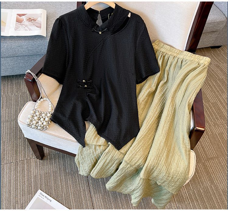 Frauen Kleidung plus größe frauen neue stil fett MM top rock zwei-stück anzug sommer neue_voghion.com