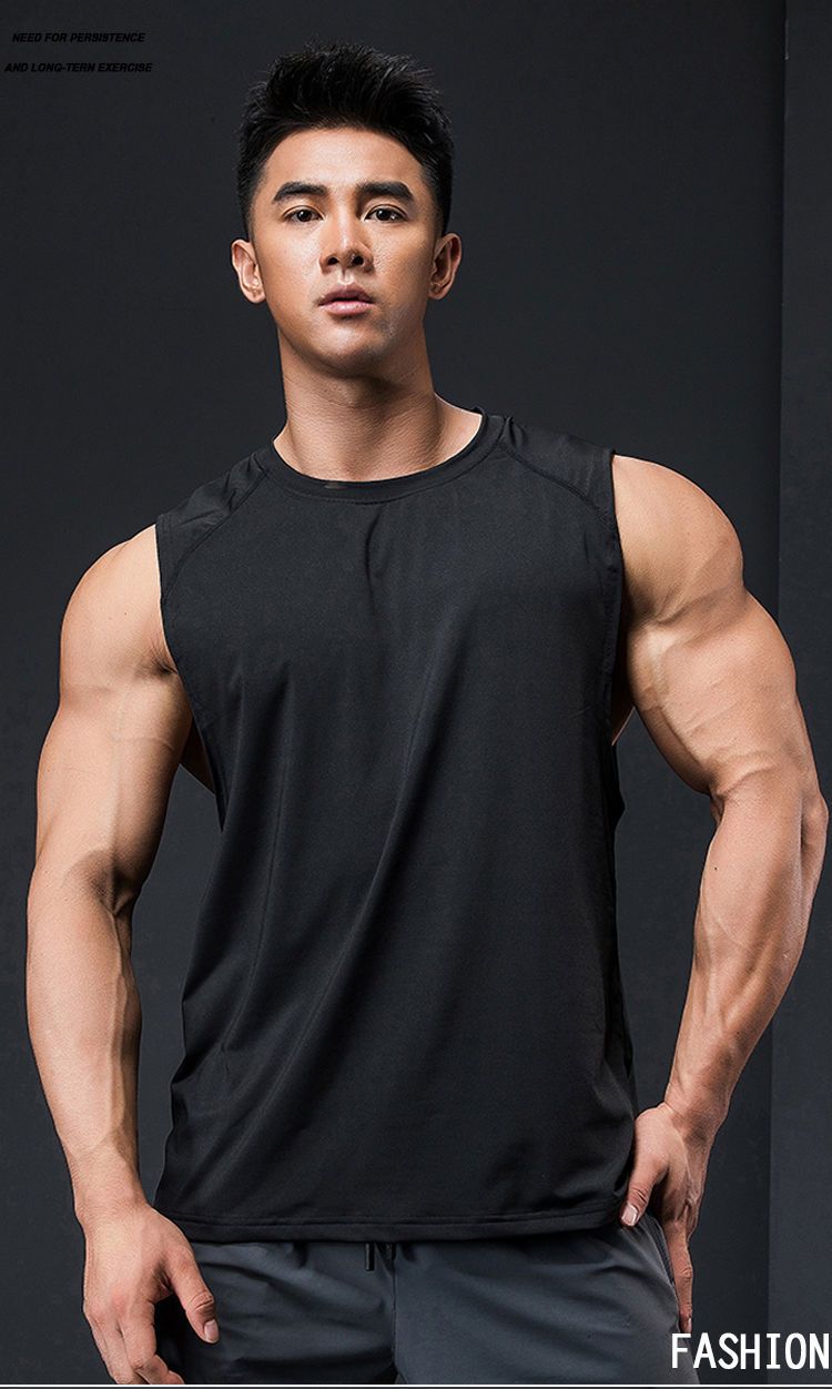 Men's sleeveless vest, men's loose fitting racerback, quick drying T-shirt, suit, sports training, and fitness top_voghion.com