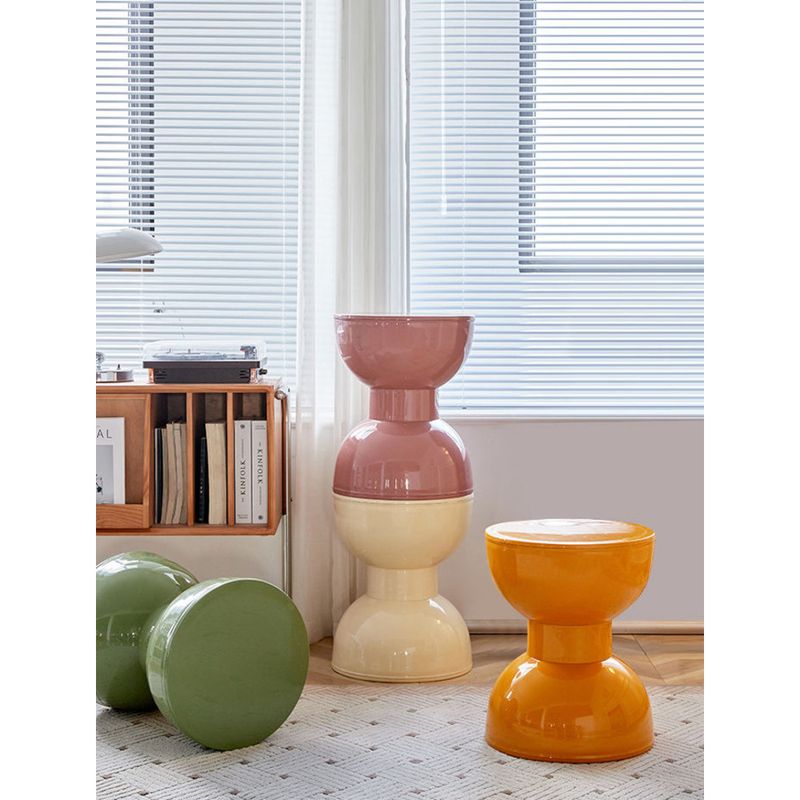 Mesa de centro nórdica de plástico color crema para comedor, sala de estar, pequeña y creativa, redonda, para entrada, cambiador de zapatos_voghion.com
