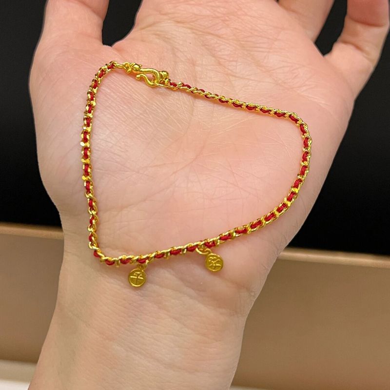 Gold Zodiac Year Safety Bracelet For Women New Luxury Exquisite Niche Ancient Handmade Woven Red String Jewelry_voghion.com