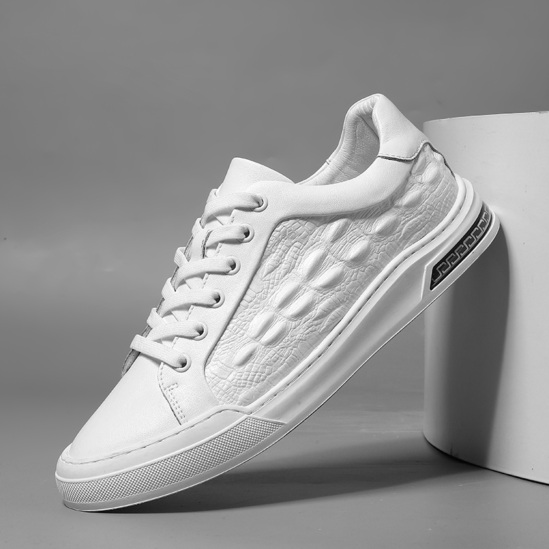 Crocodile European Station Herrskor Nytt läder Svart Casual Board Skor Mångsidigt mode herrskor_voghion.com