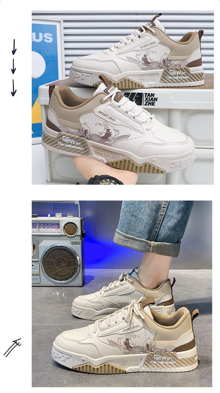 Herrenschuhe, lässige Sneakers, niedrige Oberseite, runde Zehenpartie, atmungsaktive Mesh-Schnürschuhe mit dicker Sohle für Frühlings- und Sommermode_voghion.com