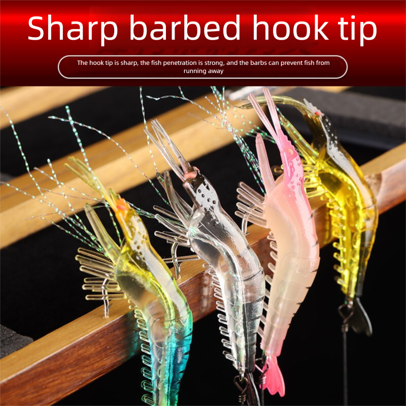 Bear Fire Lure Luminous Bionic Shrimp With Hooks, Soft For Bass And Crappie_voghion.com
