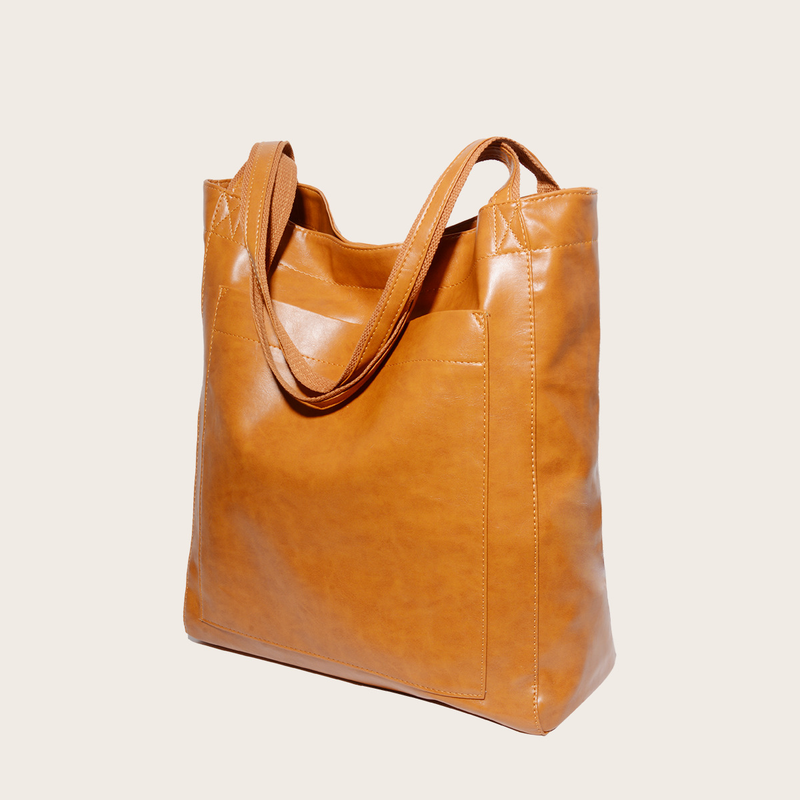 Pocket Women's Soft Leather Handheld One Shoulder Retro Oil and Wax Leather Large Capacity 2024 New Fashionable and Minimalist Tote Bag_voghion.com