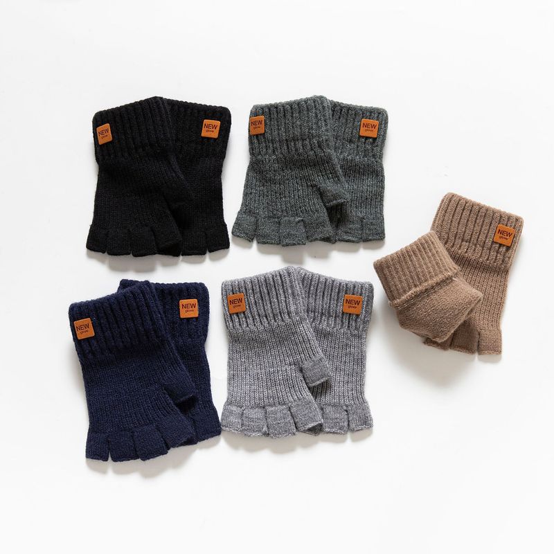 New Alpaca Wool For Cycling, Autumn And Winter, Warm, Fleece-Lined, Half-Finger, Work Gloves, Thickened, Cold-Proof,_voghion.com