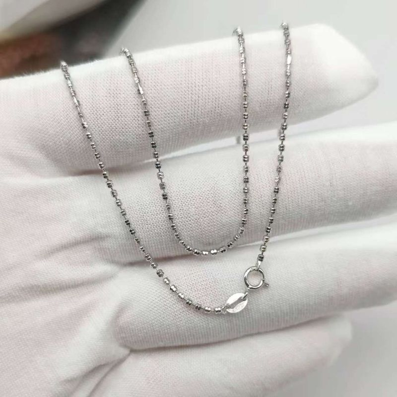 Collana con doppio flash da donna, design a nicchia sottile, catena di perline rotonde lunghe in argento di alta qualità_voghion.com