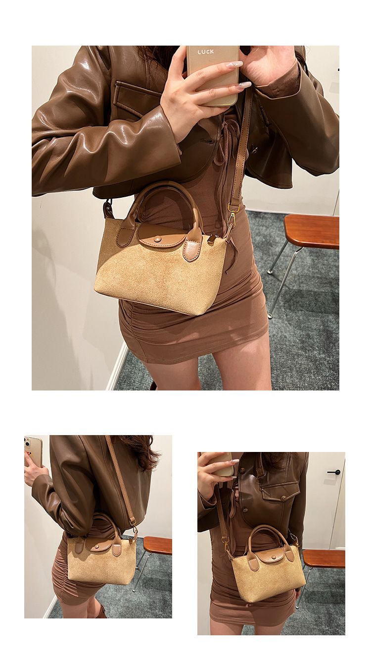 Autumn and winter new dumpling dragon bags, Xiang niche single shoulder crossbody bag, high-end suede handbag_voghion.com