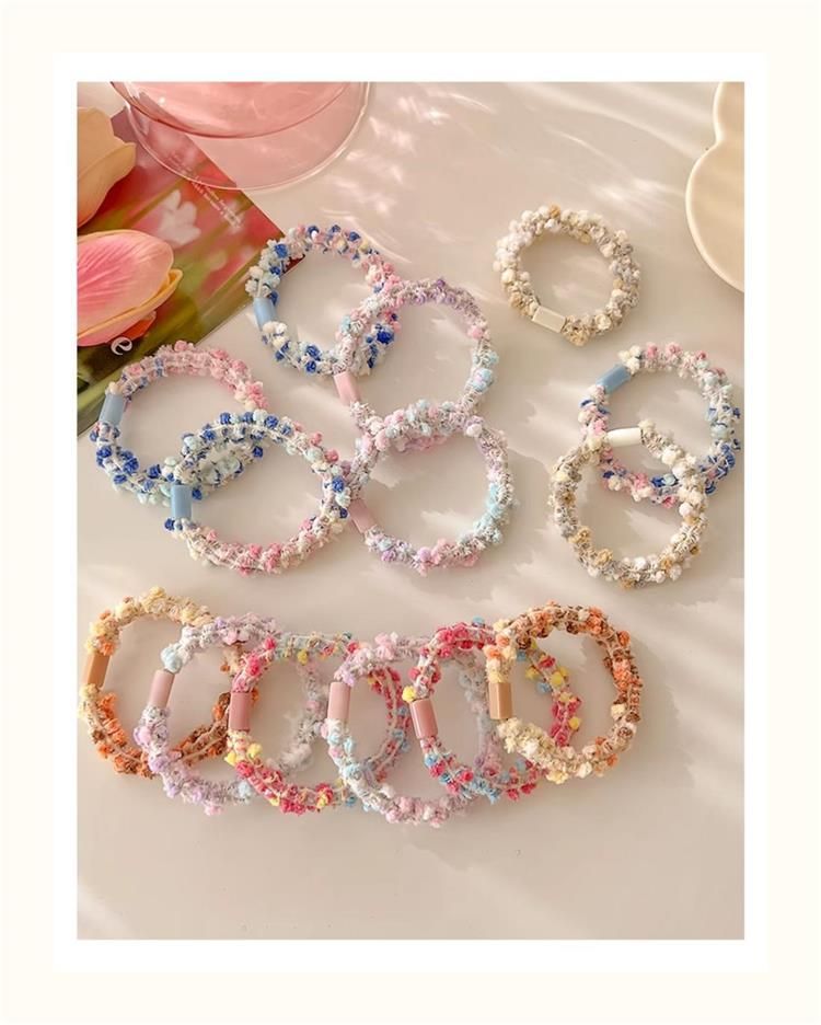 Anello per capelli in peluche a pois colorati, elastico per capelli da donna, elastico per capelli, corda per capelli, non danneggia i capelli, resistente, copricapo per bambini_voghion.com