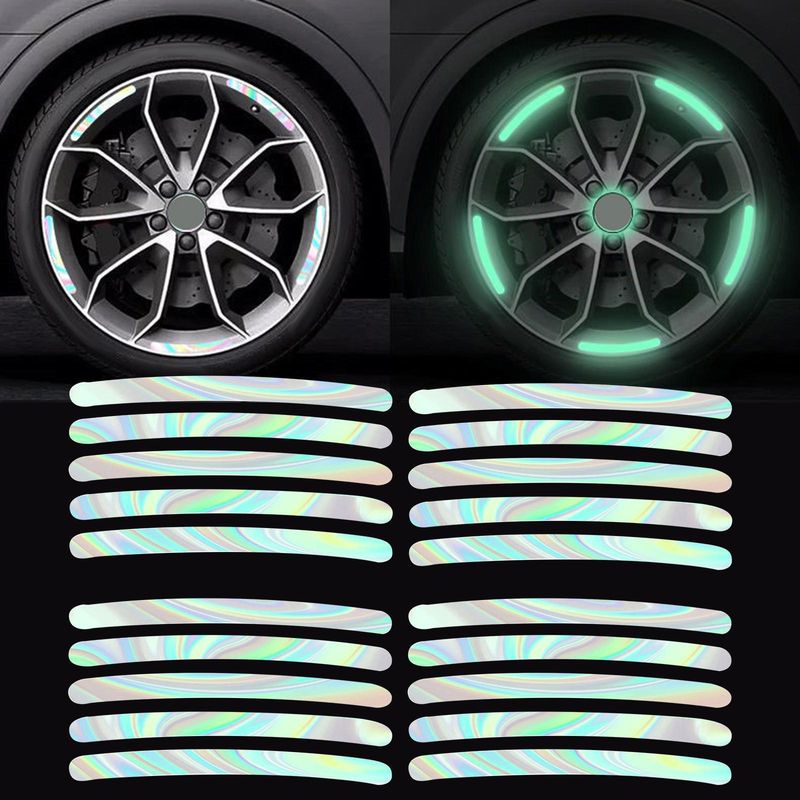 Adesivi fluorescenti per cerchi auto, mozzi ruota con avvertenze riflettenti, veicoli elettrici, motociclette, biciclette e_voghion.com