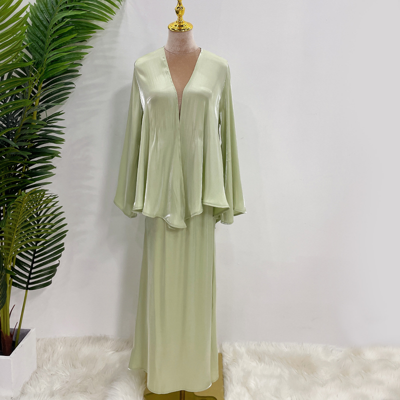 Women's fashion casual solid color small fresh lace-up top + skirt set_voghion.com