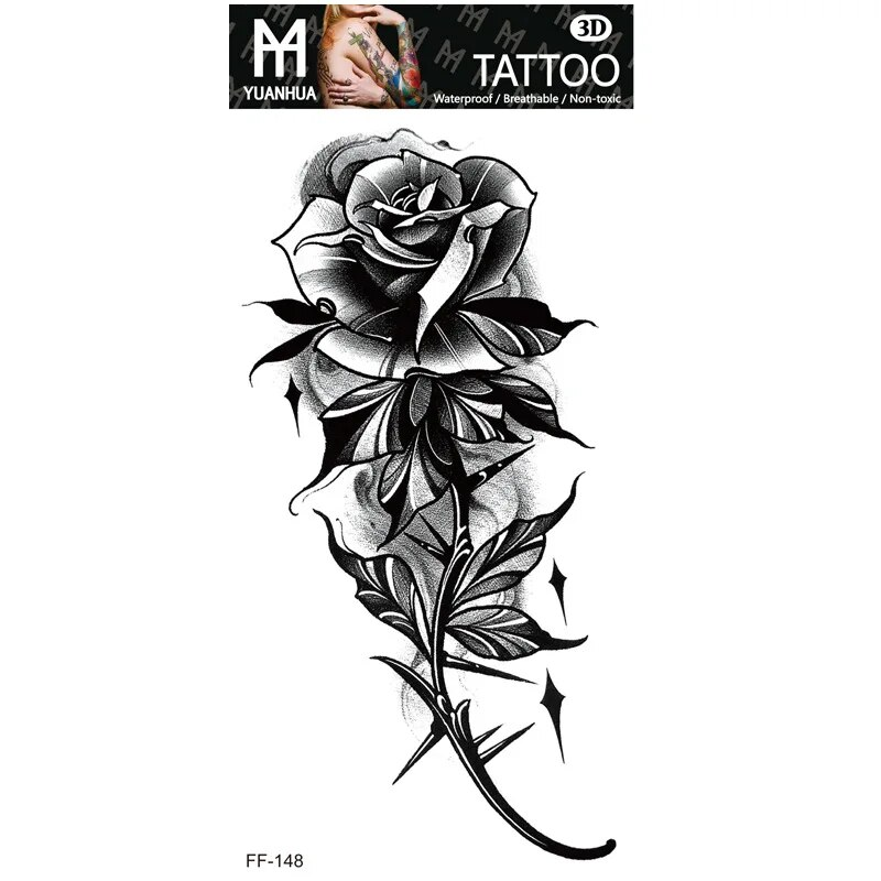 Tatuagem falsa temporária à prova d'água, braço masculino, feminino, cabeça de lobo humano, totem, texto árabe, descartáveis, adesivos falsos, femininos_voghion.com
