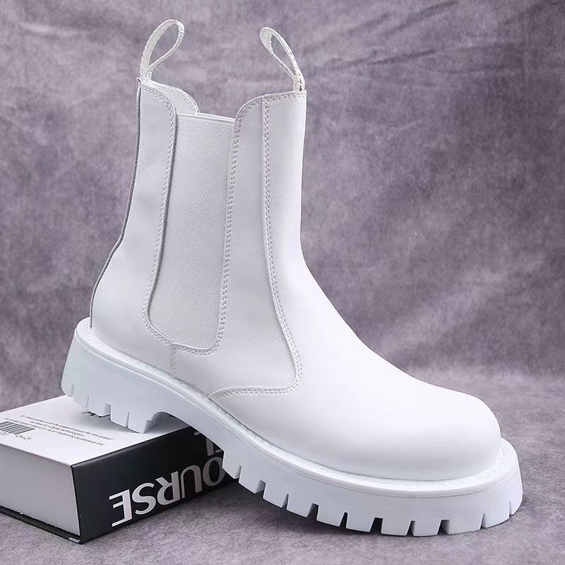 Men's Shoes boots men's Martin boots autumn and winter plus velvet high-top casual leather shoes British versatile thick-soled knight short boots_voghion.com