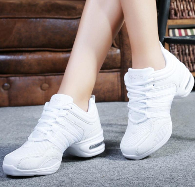 Scarpe sportive da donna in mesh traspirante con suola morbida e cuscino d'aria, da ballo moderno rialzato quadrato 2024_voghion.com