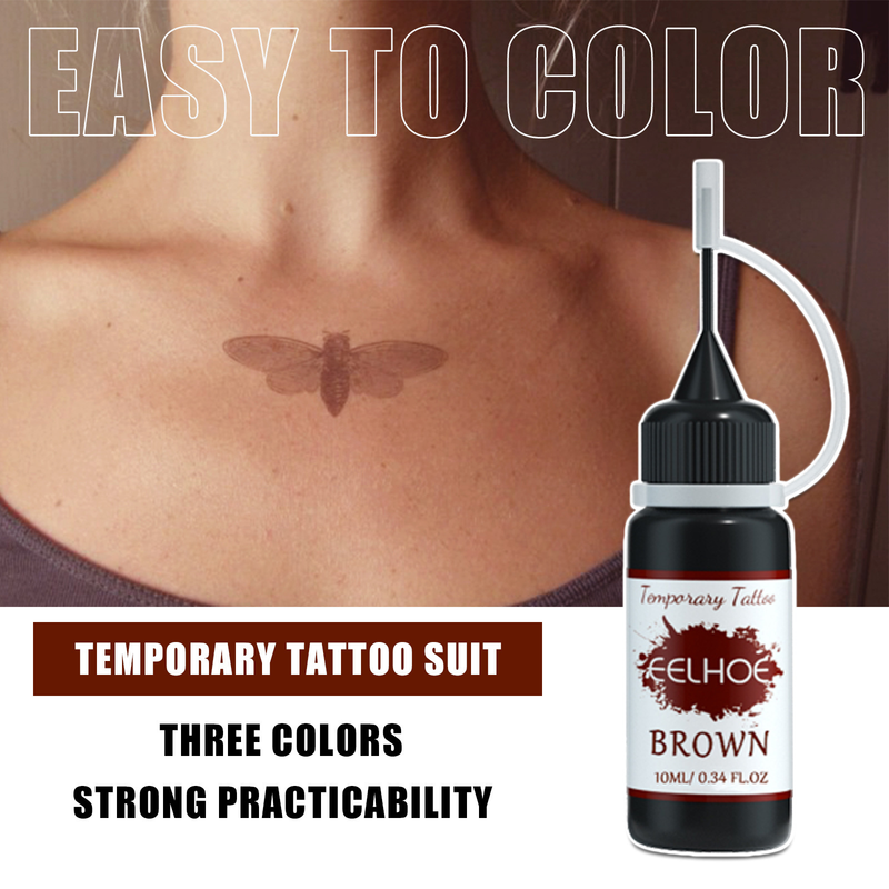 Waterproof, Set Durable, Temporary, Painless Hollow Pattern Template Juice Tattoo Liquid_voghion.com