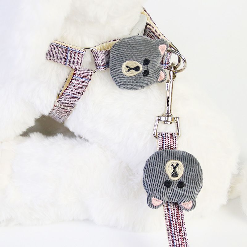 Set di imbracature per cani e gatti, a forma di simpatico cartone animato e orso, universali, anti-fuga, per esterni_voghion.com