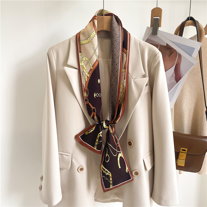 Terno, cachecol, cinto, pequena tira longa, faixa de cabelo, lenço de seda, lenço fino, fita, bolsa de encadernação, feminino decorativo_voghion.com