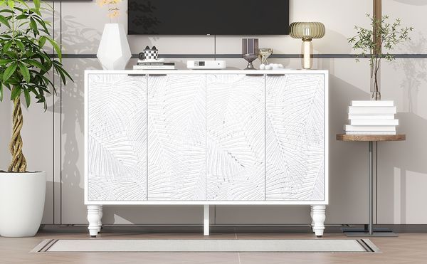 U-Can 47.2'' Modern TV Stand, Entertainment Center Media Console With 2 Spacious Storage Space, Solid Wood Legs And Anti-tip Device For Living Room,_voghion.com