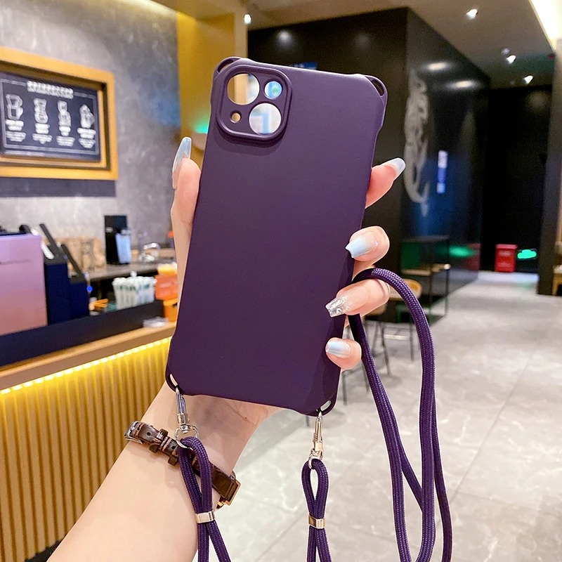 Liquid Silicone Crossbody Necklace Lanyard Cord Strap Case For iPhone 15 13 11 12 14 Pro Max X XR 8 Plus Soft Candy_voghion.com