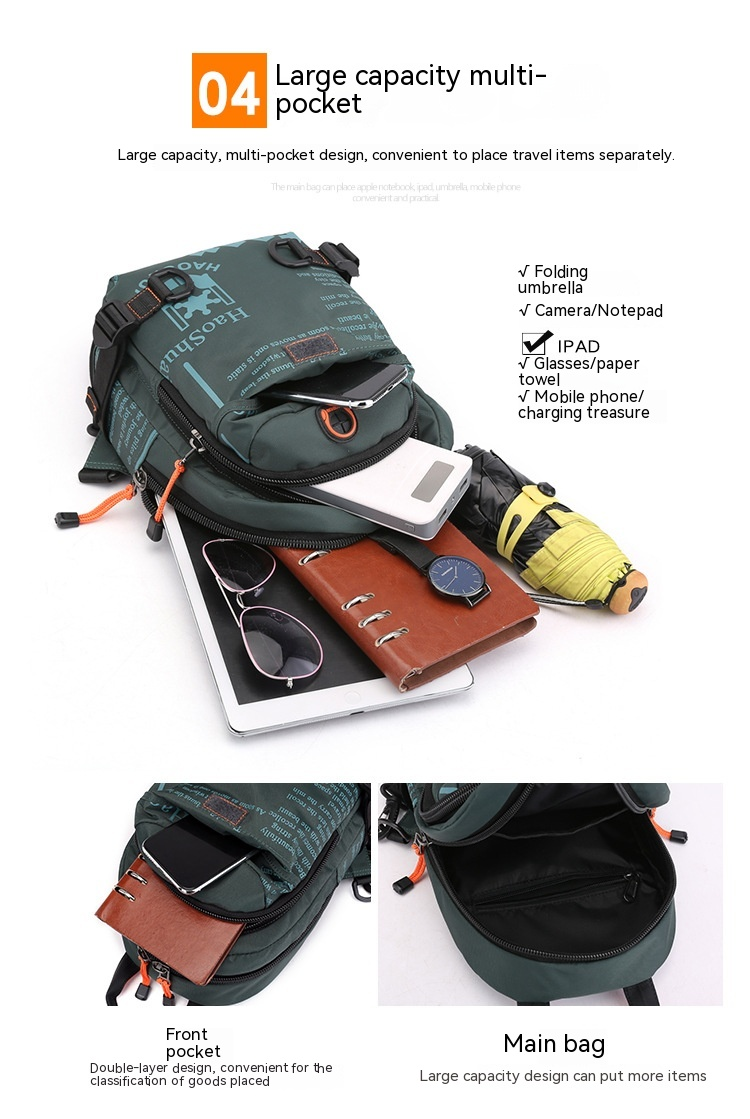 Nueva mochila informal versátil para exteriores para hombre, multifuncional, de moda, de nailon impermeable, bandolera de un solo hombro._voghion.com