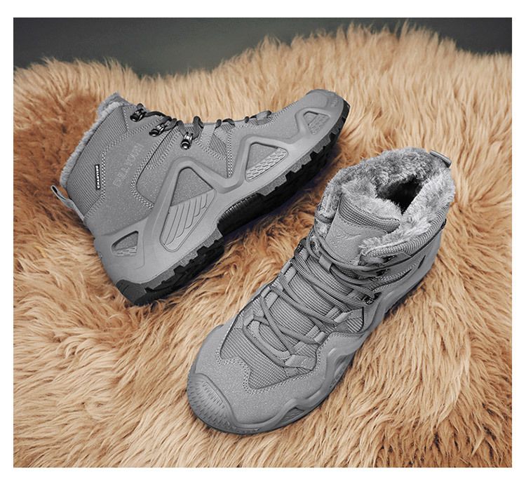 High-top men's outdoor non-slip mountaineering boots with padded warm cotton shoes_voghion.com