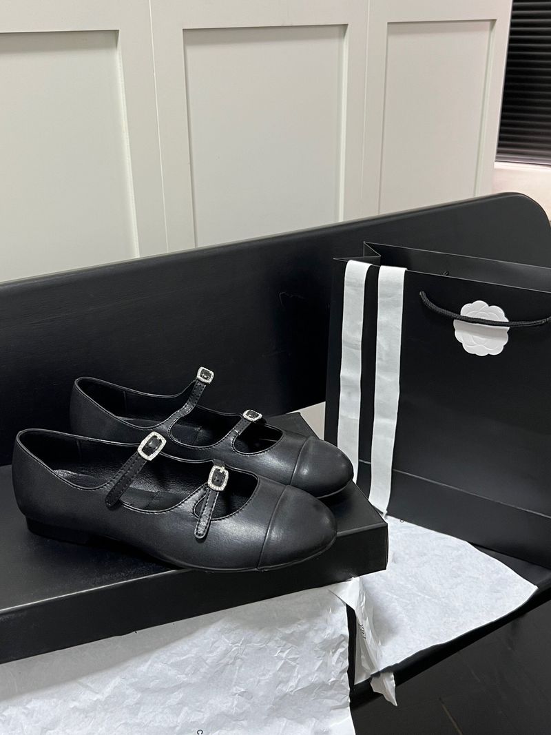 new Style Double Diamond Buckle Mary Jane Shoes For Women New New Color Block Round Toe Flat One-Strap Ballet Flats_voghion.com