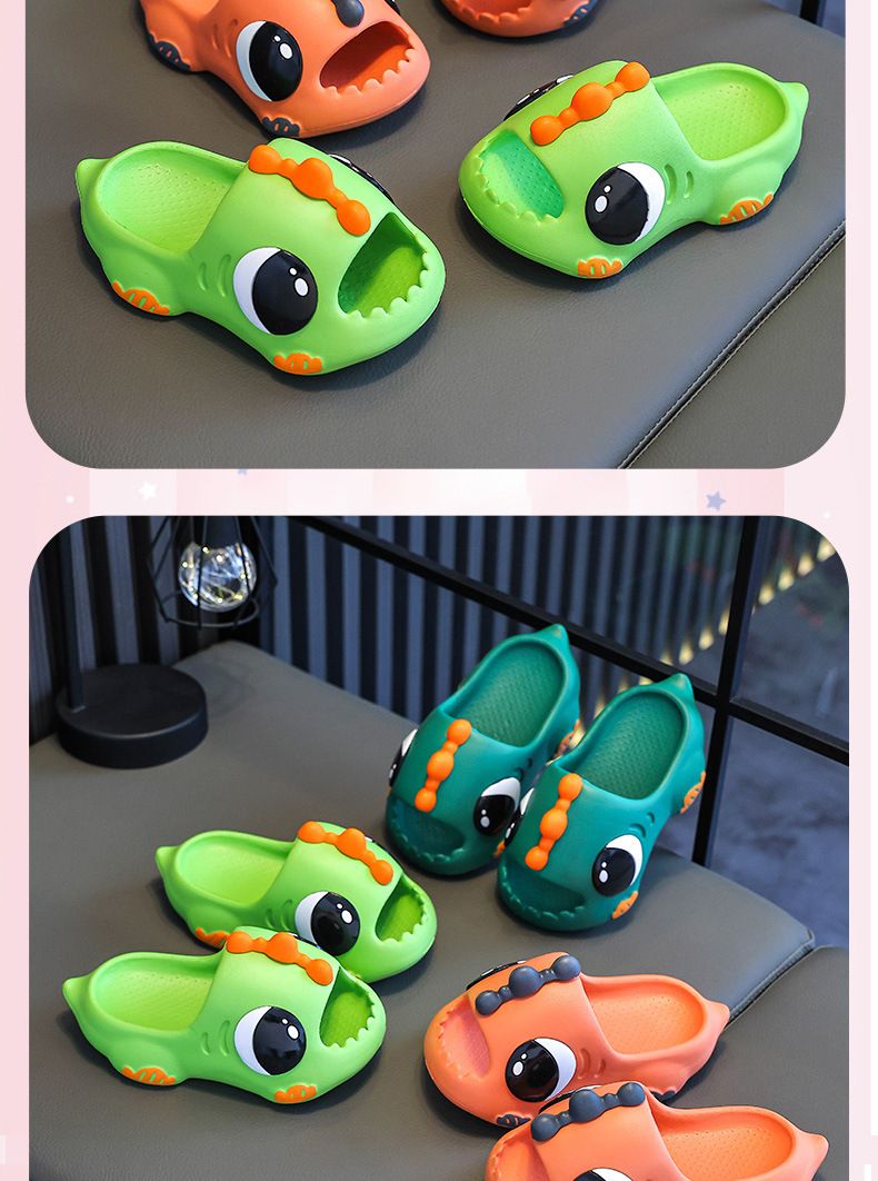 Kids Summer Sandals - Soft Sole Non-Slip Bath Slippers For Boys & Girls, Indoor/Outdoor Lightweight Beach Slides With Cute Dinosaur Design_voghion.com
