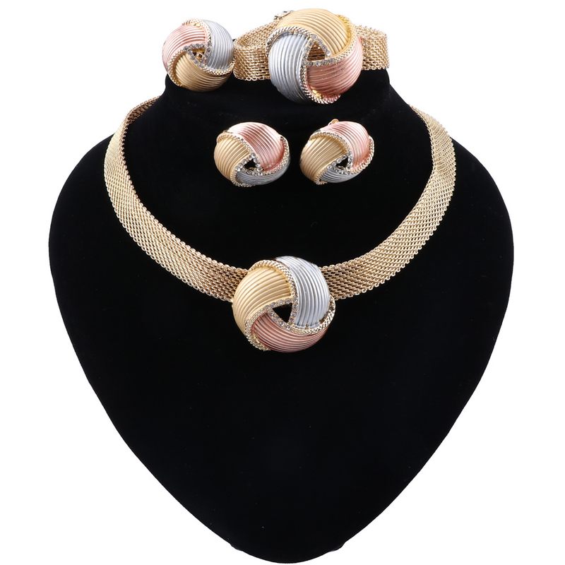 Set di gioielli in oro Dubai per donna grande set di gioielli per collana Set di gioielli da sposa per donna Accessori da sposa_voghion.com