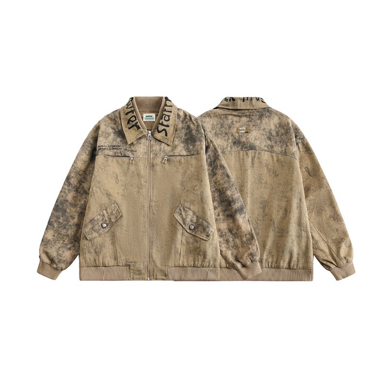 Eon Modish 25 Autumn New American Street Style Vintage Turn-down Collar Workwear Jacket Coat_voghion.com