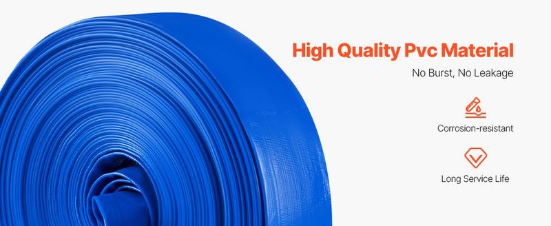 VEVOR Backwash Hose 2 In X 100 Ft Blue High Quality Hose Complete Fittings_voghion.com