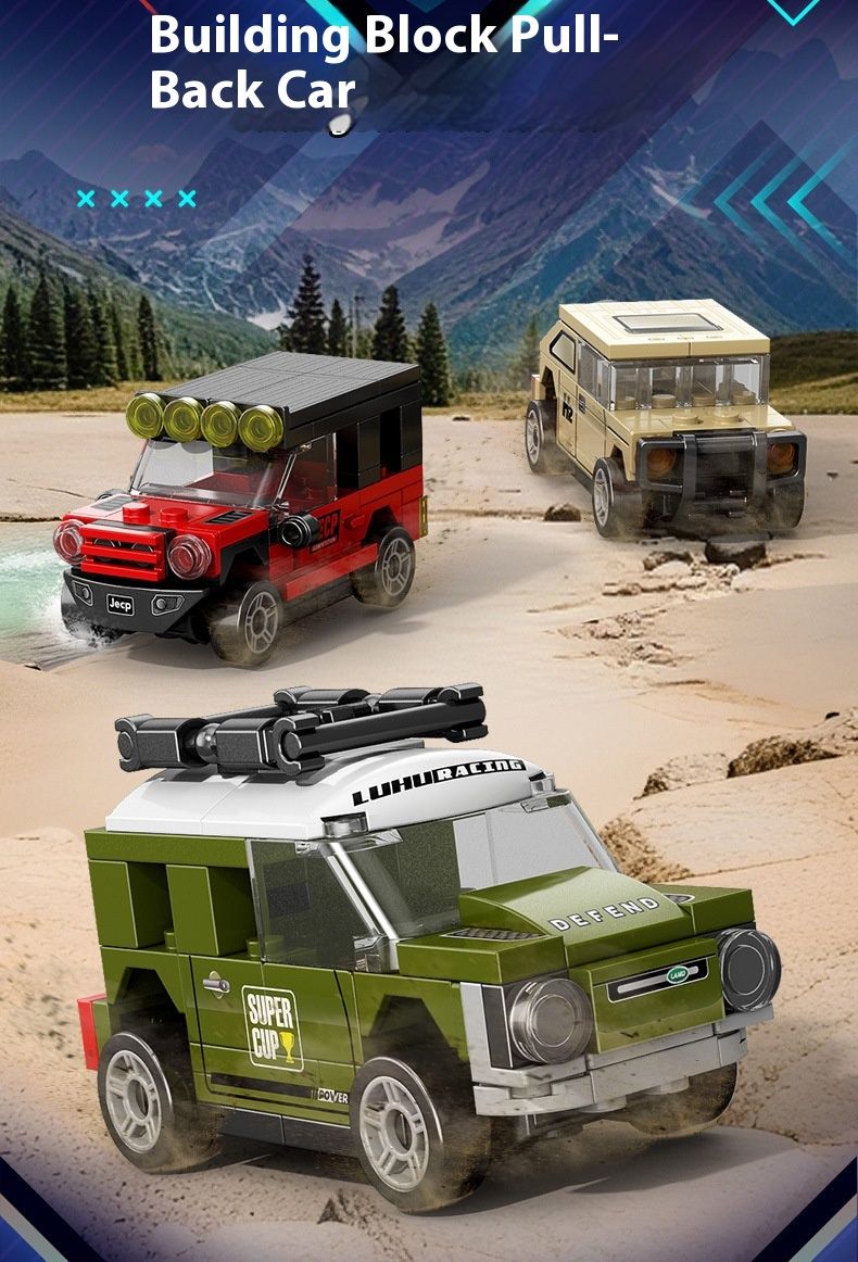 Four-Grid Mini Pull-Back Racing Car Building Blocks Assembly Educational Children's Toys Gifts_voghion.com