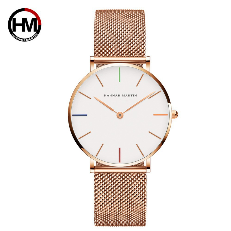 Orologio da donna sottile con cinturino in maglia d'acciaio, stile minimalista, impermeabile, leggero e di lusso, con movimento giapponese._voghion.com