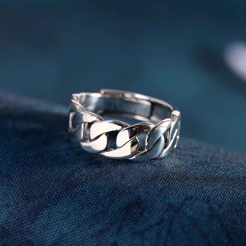 Woven Cuban Chain For Men Single Personality Cool Hip-Hop Punk Style Open Ring_voghion.com