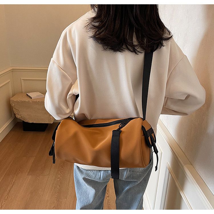 Borsa a secchiello da donna, borsa cilindrica alla moda, borsa a tracolla monospalla, semplice e casual, design sportivo impermeabile._voghion.com