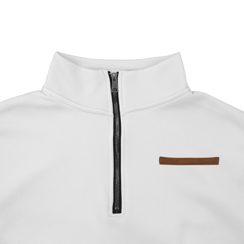 2023 Plus Size Winter Fleece Half-Zip Stehkragen Pullover Einfarbig Casual Sweatshirt Herrenmode_voghion.com