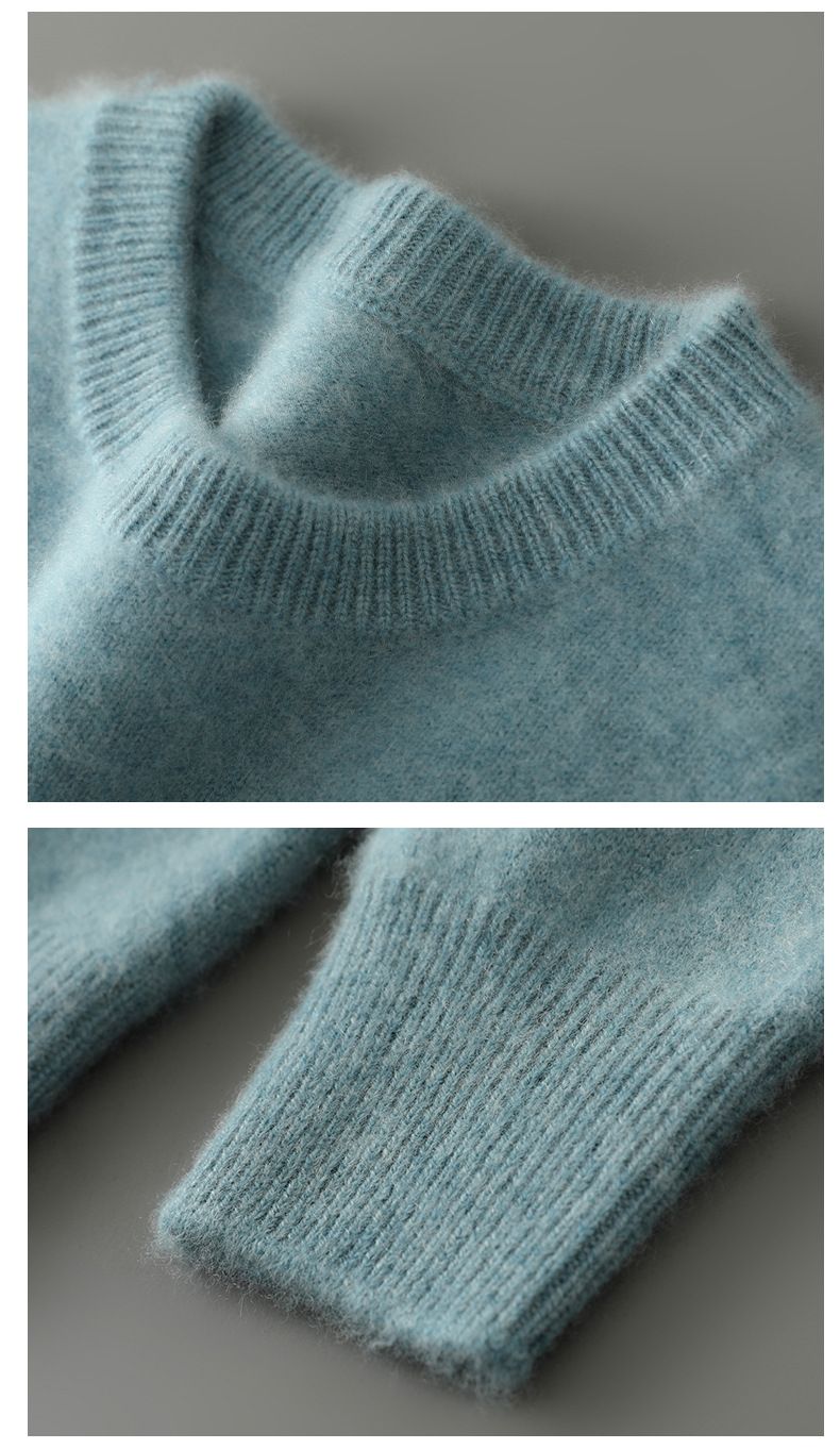 Herrenbekleidung Herrenpullover aus 100 % Wolle, weicher und atmungsaktiver Strickpullover, Rundhals- und Stehkragenoptionen, warme Freizeitkleidung für den Winter, klassische Volltonfarben_voghion.com