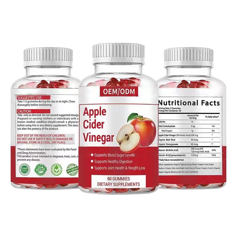 2 pièces emballées ensemble, commerce transfrontalier, exportation de gommes au cidre, 60 pièces, gommes au vinaigre, soins de santé_voghion.com