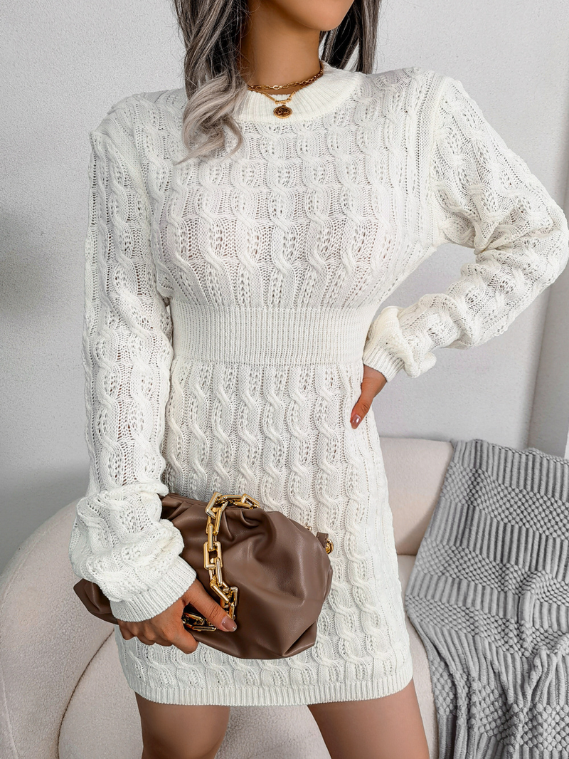 Abito in maglia aderente con vita intrecciata casual autunno inverno 2025, moda donna_voghion.com