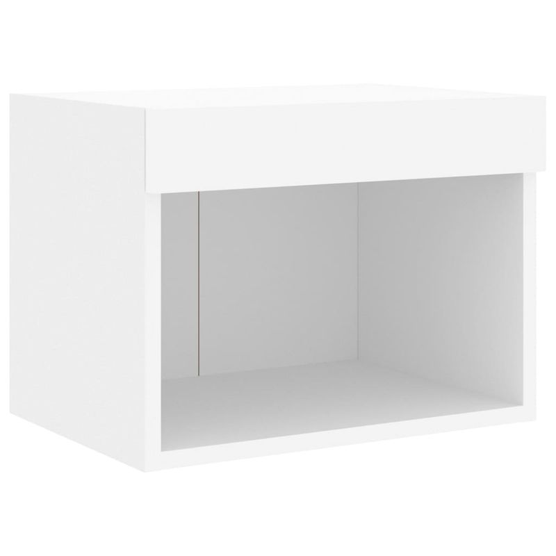 Wand-Nachttisch mit LED-Leuchten 2 Stk. Weiß_voghion.com