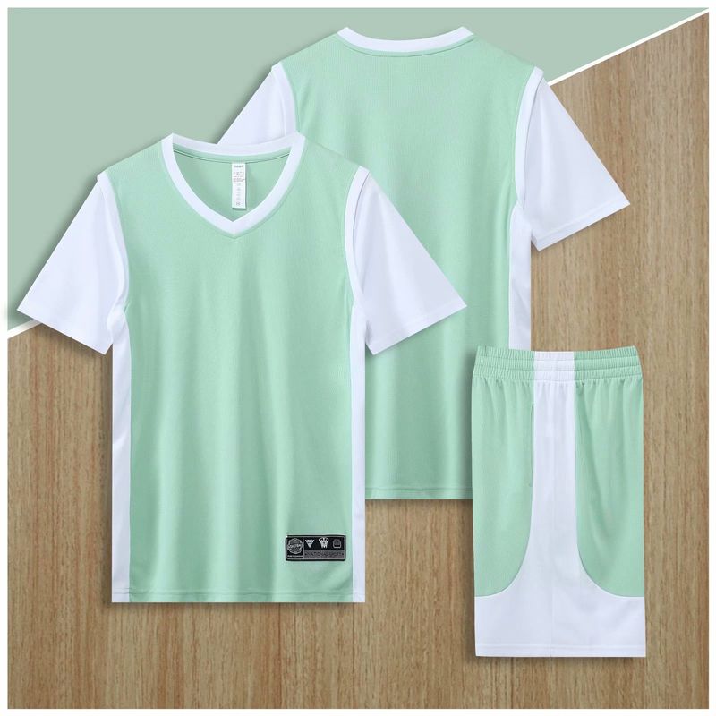 Ψεύτικη φόρμα μπάσκετ δύο τεμαχίων, αθλητικό μπλουζάκι για άνδρες και γυναίκες, άνετη προπόνηση, χαλαρή, κοντομάνικη στολή τάξης για άνδρες και γυναίκες_voghion.com