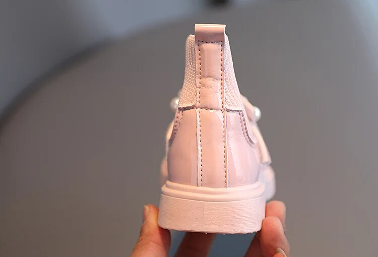 Girls Princess Autumn Winter Children Thin Cashmere Lined Sock Toddler Fashion Beading Leather Boots Non-slip Shoes_voghion.com