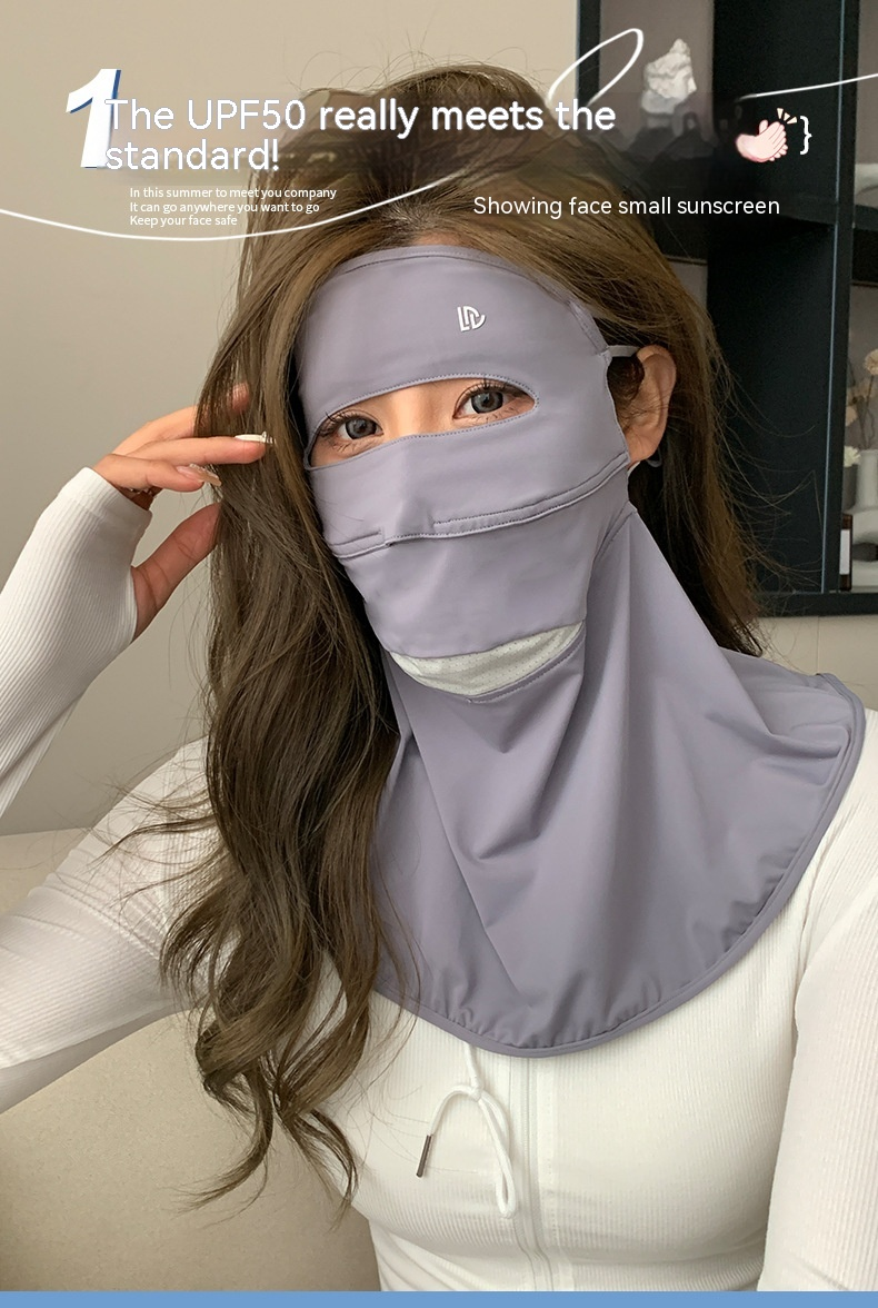 Sonnenschutzmaske für das ganze Gesicht für Frauen im Sommer, UV-Schutz zum Autofahren und Radfahren, Sonnenschutz für das Gesicht, Gini-Augenschutz, Eisseidenmaske_voghion.com