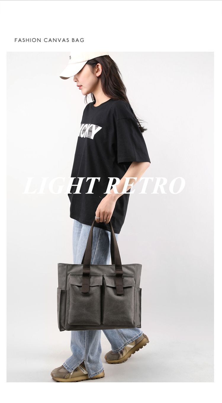 Borsa per computer, borsa a tracolla, borsa in tela multiuso, grande capacità, borsa a tracolla per studenti, borsa per andare al lavoro, multitasche_voghion.com