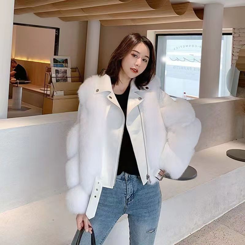 Women's Clothing fox fur motorcycle clothing jacket autumn and winter young style coat_voghion.com