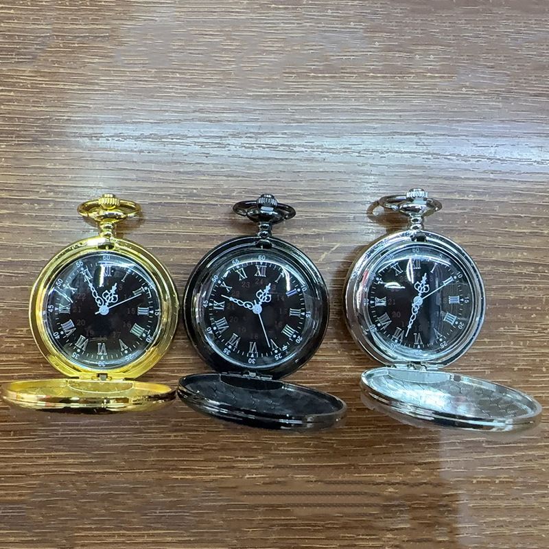 Orologi da tasca retrò alla moda, orologio da tasca al quarzo lucido classico con catena lunga (con catena lunga)_voghion.com